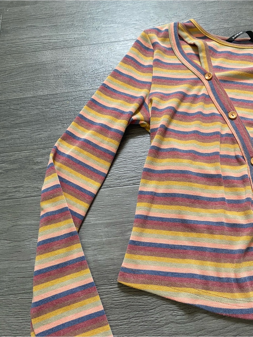 Striped Long-Sleeve Button-Front Tee - Picture 2 of 6